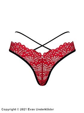 T-string, openwork lace, crossing straps, ring